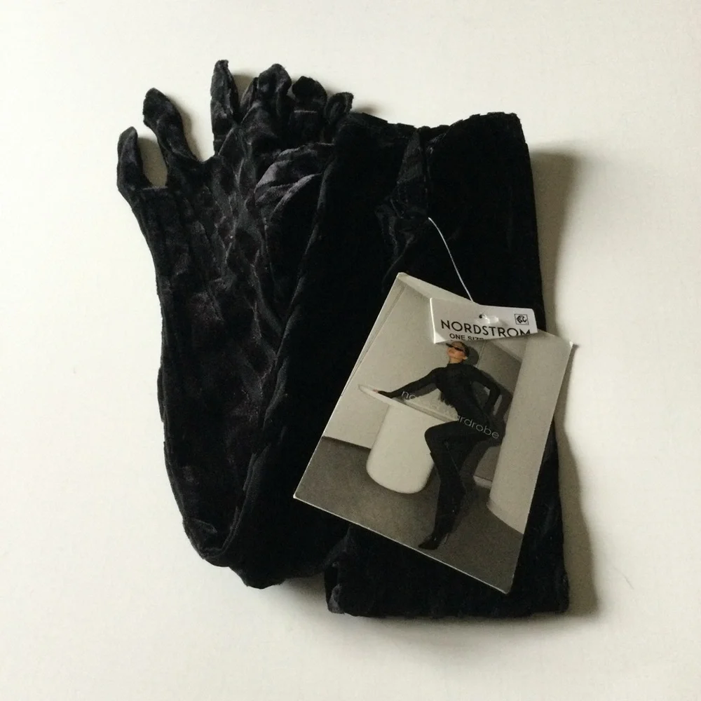 NAKED WARDROBE OH SO WILD LONG TIGER PRINT VELVET GLOVES BLACK OS NWT